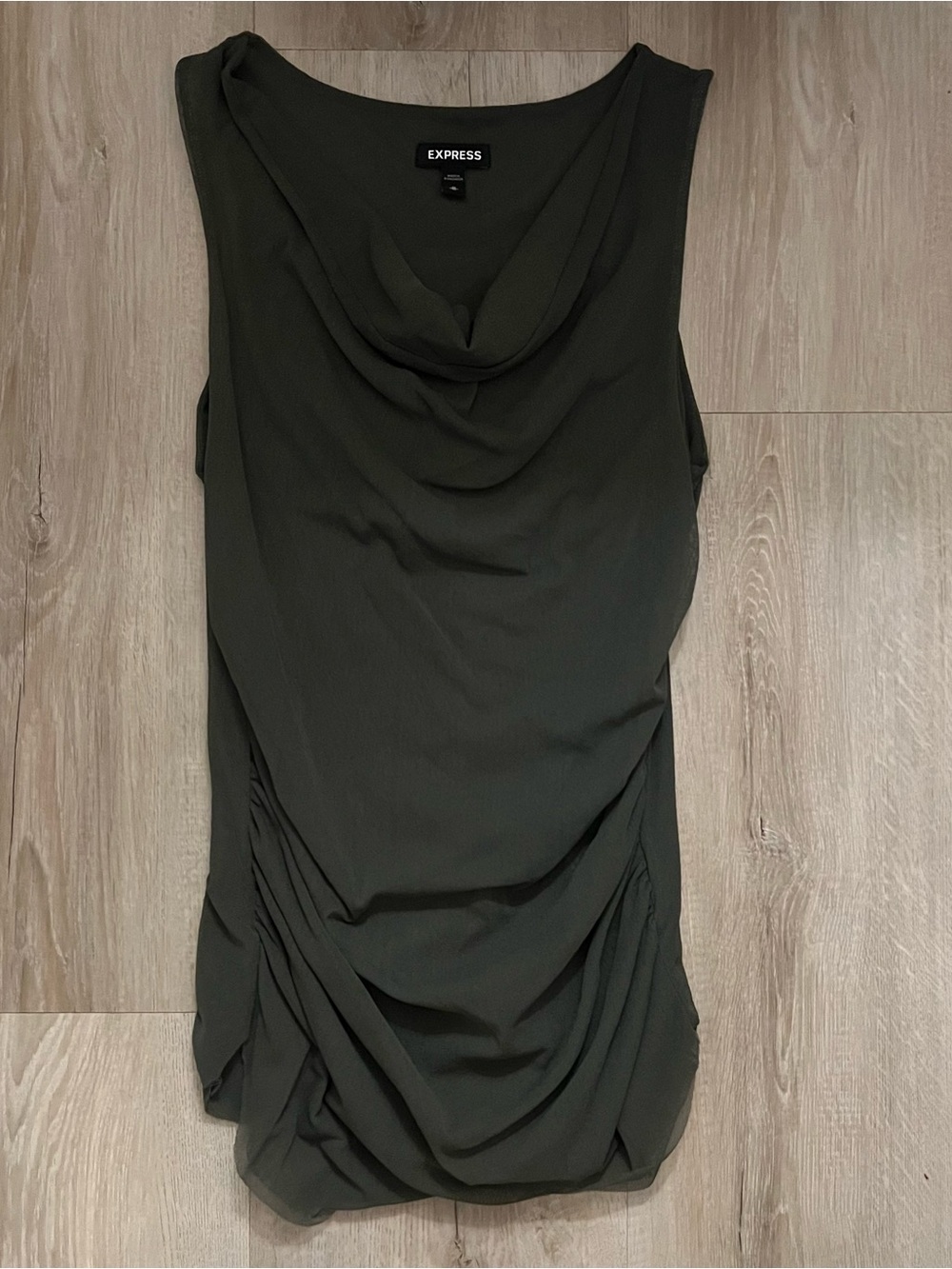 Express Olive Green Draped Cowl Neck Tank